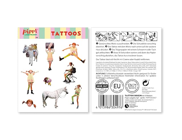 Foto 4 de 5 de Pippi - Tatuajes de manga larga para fiestas (1 hoja)