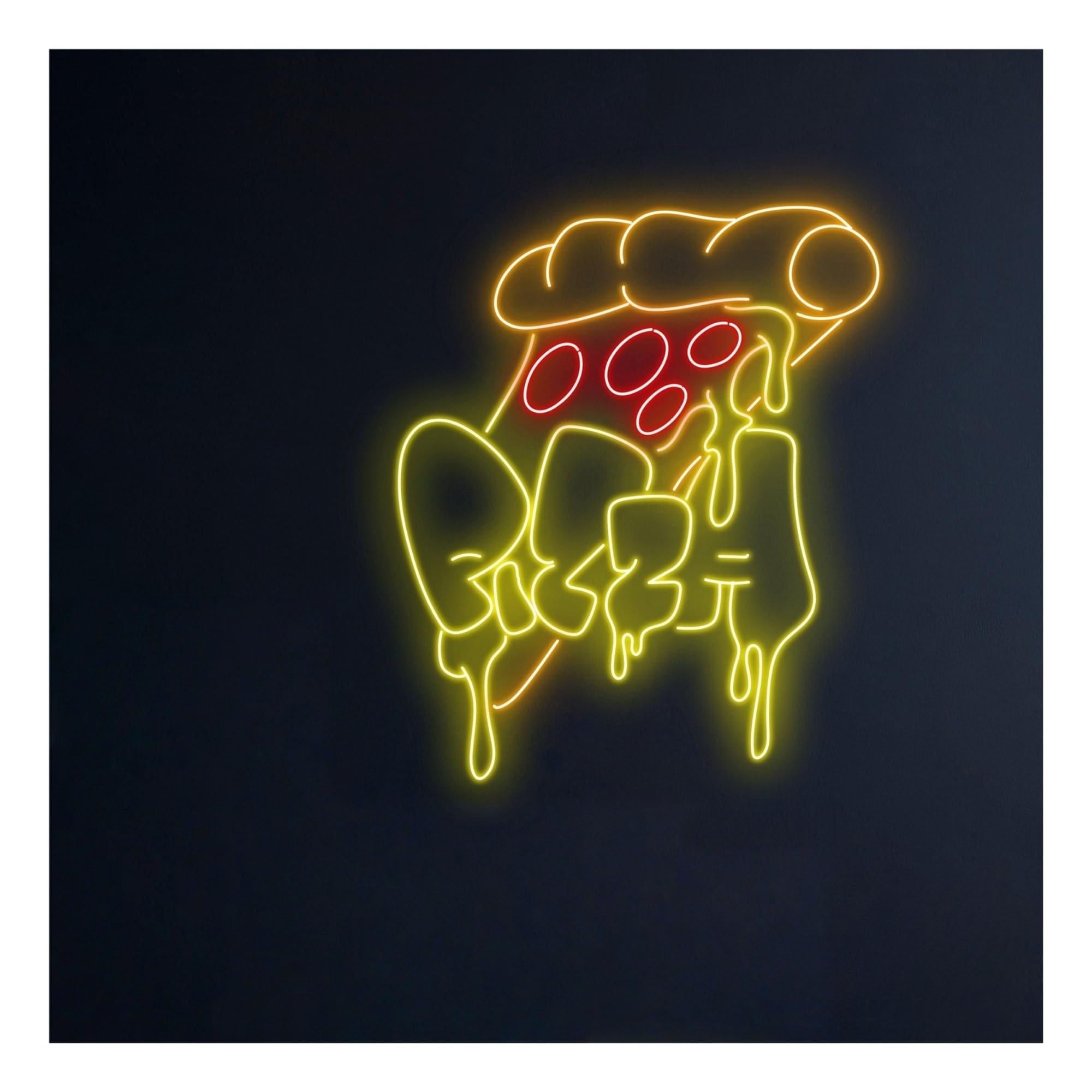 RONGCH Hanging Art Neon Signs Pizza Neon Sign, Slice Italy Fast Food Room Wall Art Decor 58cm
