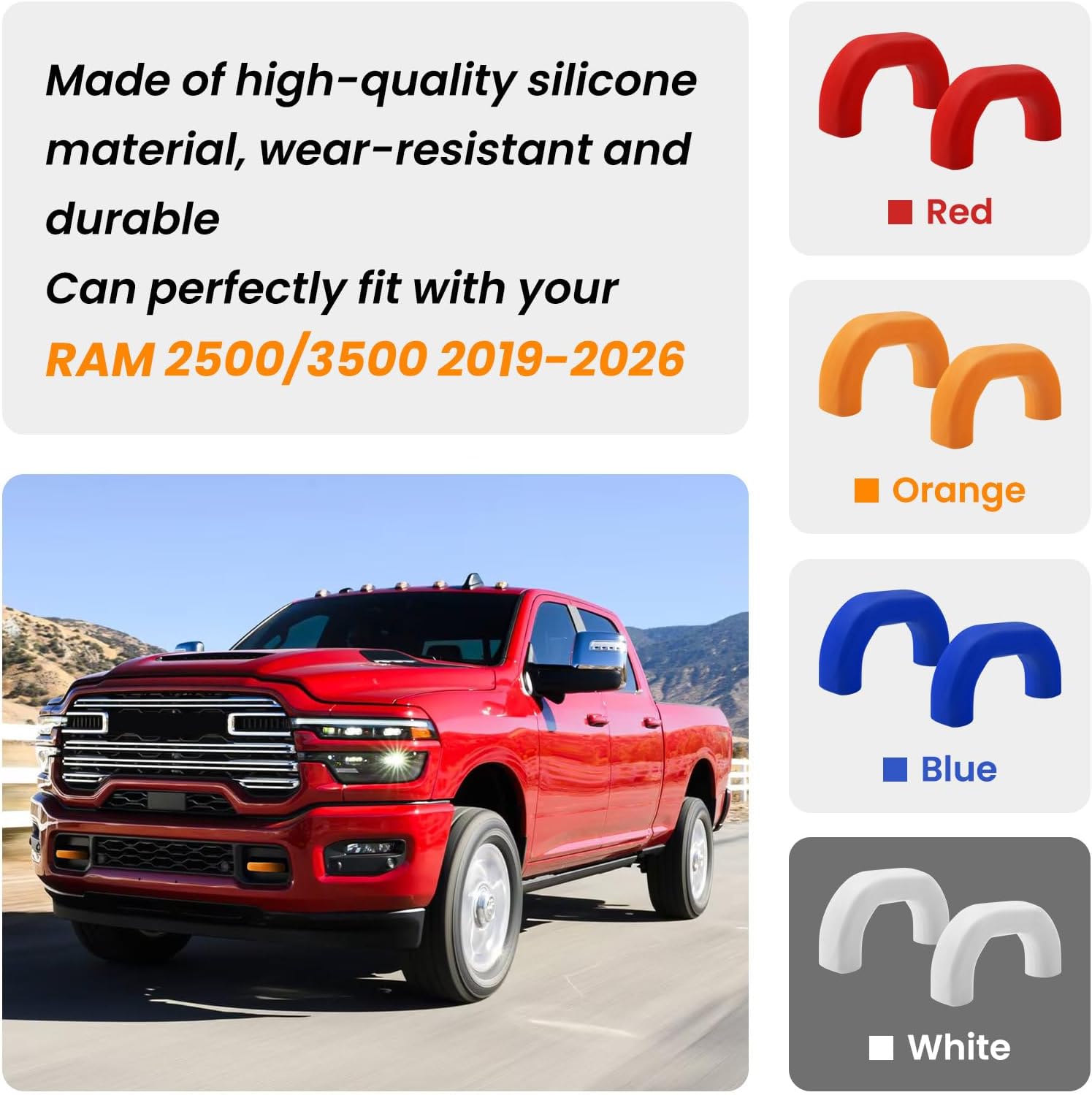 Front Tow Hooks Covers for RAM 2500/3500 2019-2026 Orange