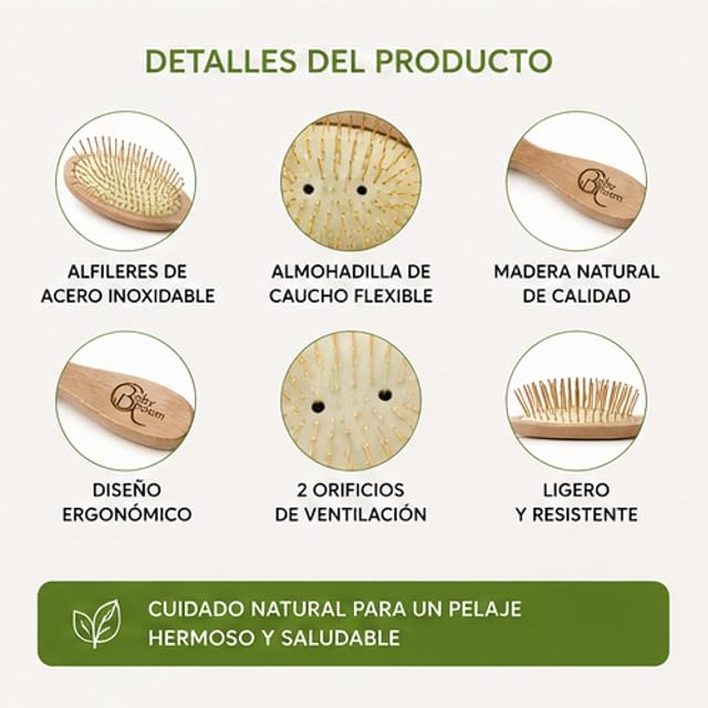 Foto 7 de 7 de Baby Groom Cepillo de Mantequilla para Perros y Gatos de Pelo Largo, Púas de Acero Inoxidable