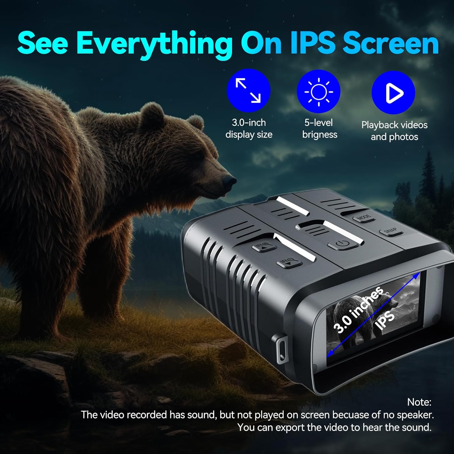 Night Vision Binoculars - Binoculars for Adults, 4K Video with Sound, 42MP Photo, Night Vision Goggles, Hunting Gifts for Men, 2.4G Wi-Fi