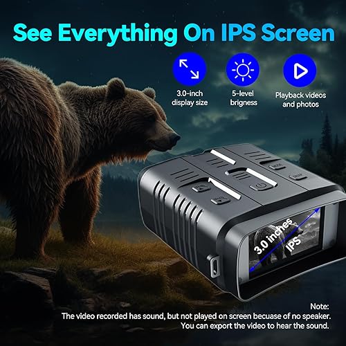 Miniatura 5 de Binoculares de visión nocturna - Binoculares para adultos, video 4K con sonido, foto de 42 MP, gafas de visión nocturna, regalos de caza para