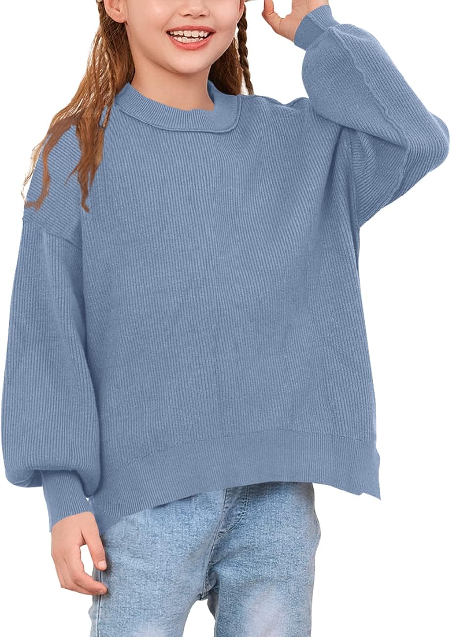 Imily Bela Kid Girls Crewneck Sweaters Trendy Loose Drop Shoulder Pullover Jumper Tops : Clothing, Shoes & Jewelry
