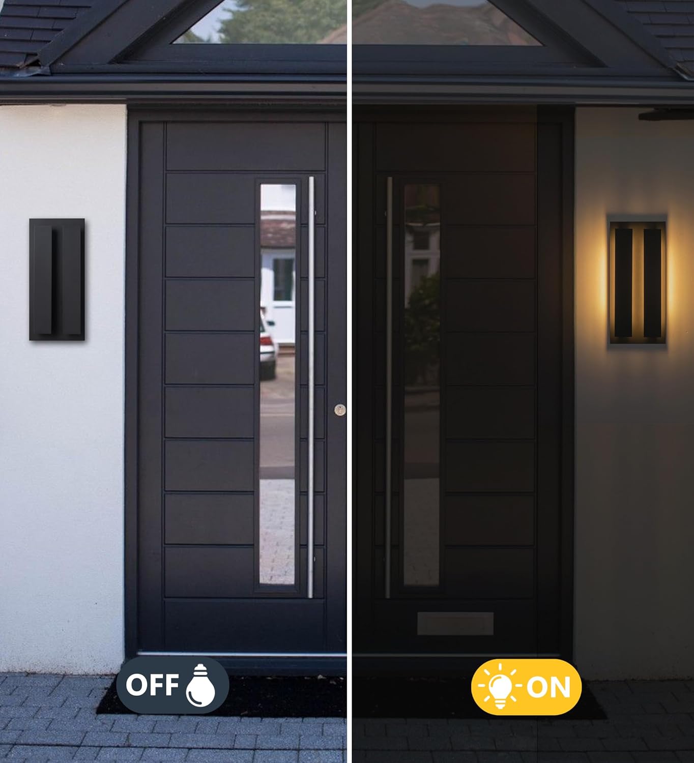 Modern Outdoor Wall Lights, 18 inch Large LED Porch Sconces, Black Exterior Lighting Fixture Wall Mount for House,Patio, Garage