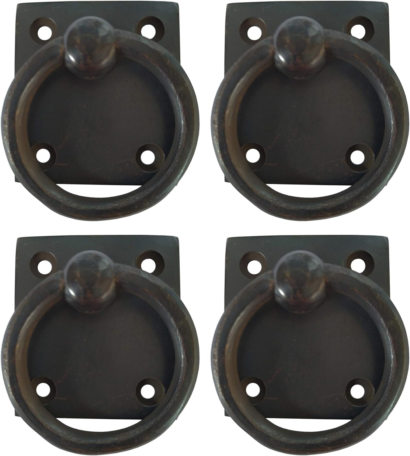 Square Back Ring Pulls Cabinet Chest Dresser Hardware by Nesha 4-Pack