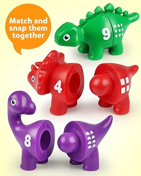 Coogam Numbers Matching Game 10PCS, 123 Counting Dinosaur Toys for Kids