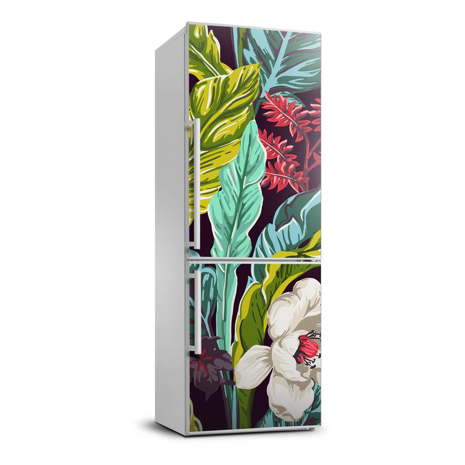 Autocollant Frigo Fleurs Tropicales Tulup pour Créer une Cuisine Exotique et Moderne