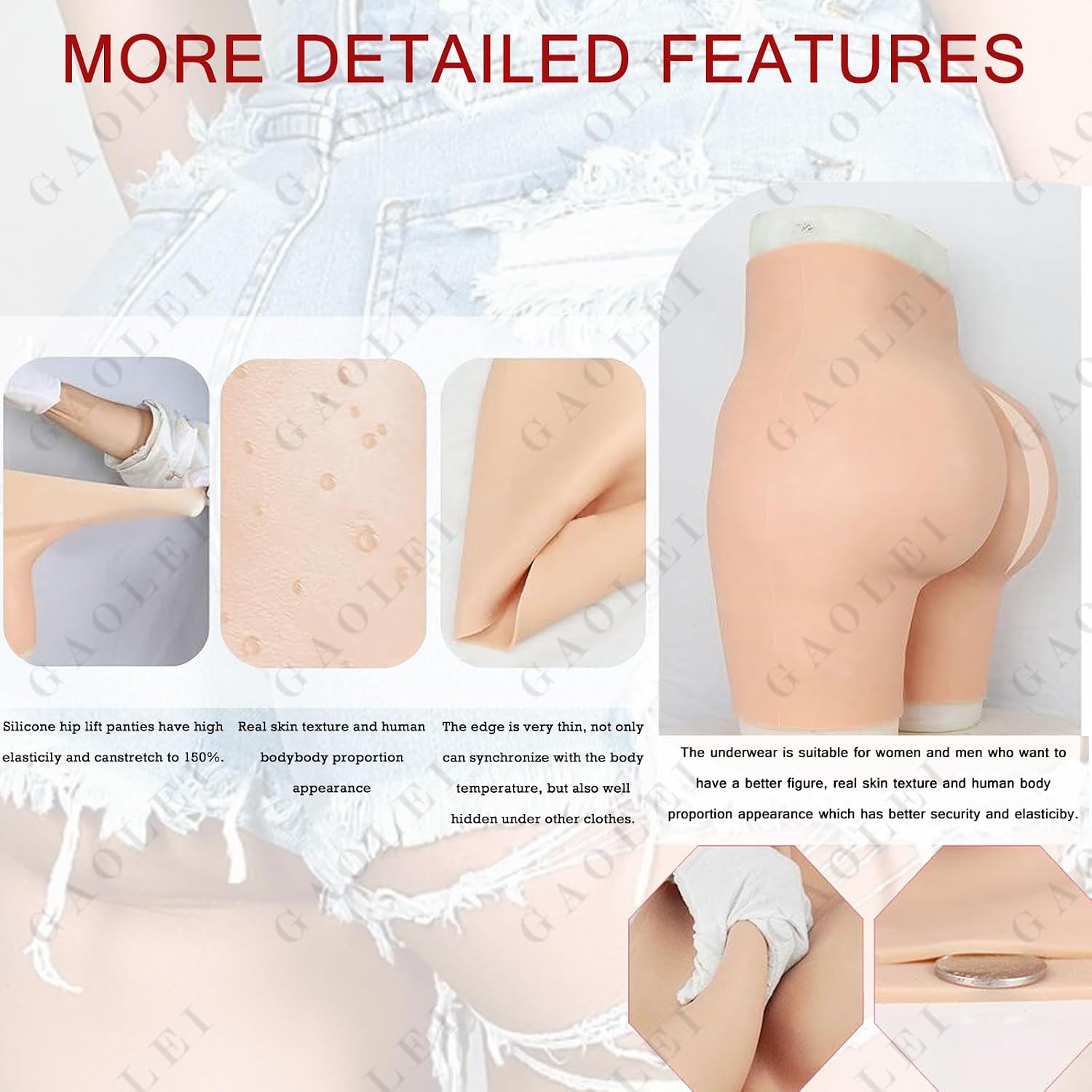 Generic Fake Vagina Silicone Panties Transgender Panty Butt Lift Underwear Men's Hiding Gaff Briefs for Crossdresser Cosplay,Ivory,upgrades