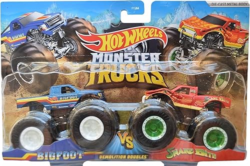 Miniatura 2 de Hot Wheels Monster Trucks Bigfoot Vs Snake Bite, Demolición Dobles