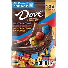 DOVE PROMISES Milk Chocolate, Dark Chocolate and Milk Chocolate &amp; Caramel Assorted Chocolate Candy, 136 Ct Bulk Bag
