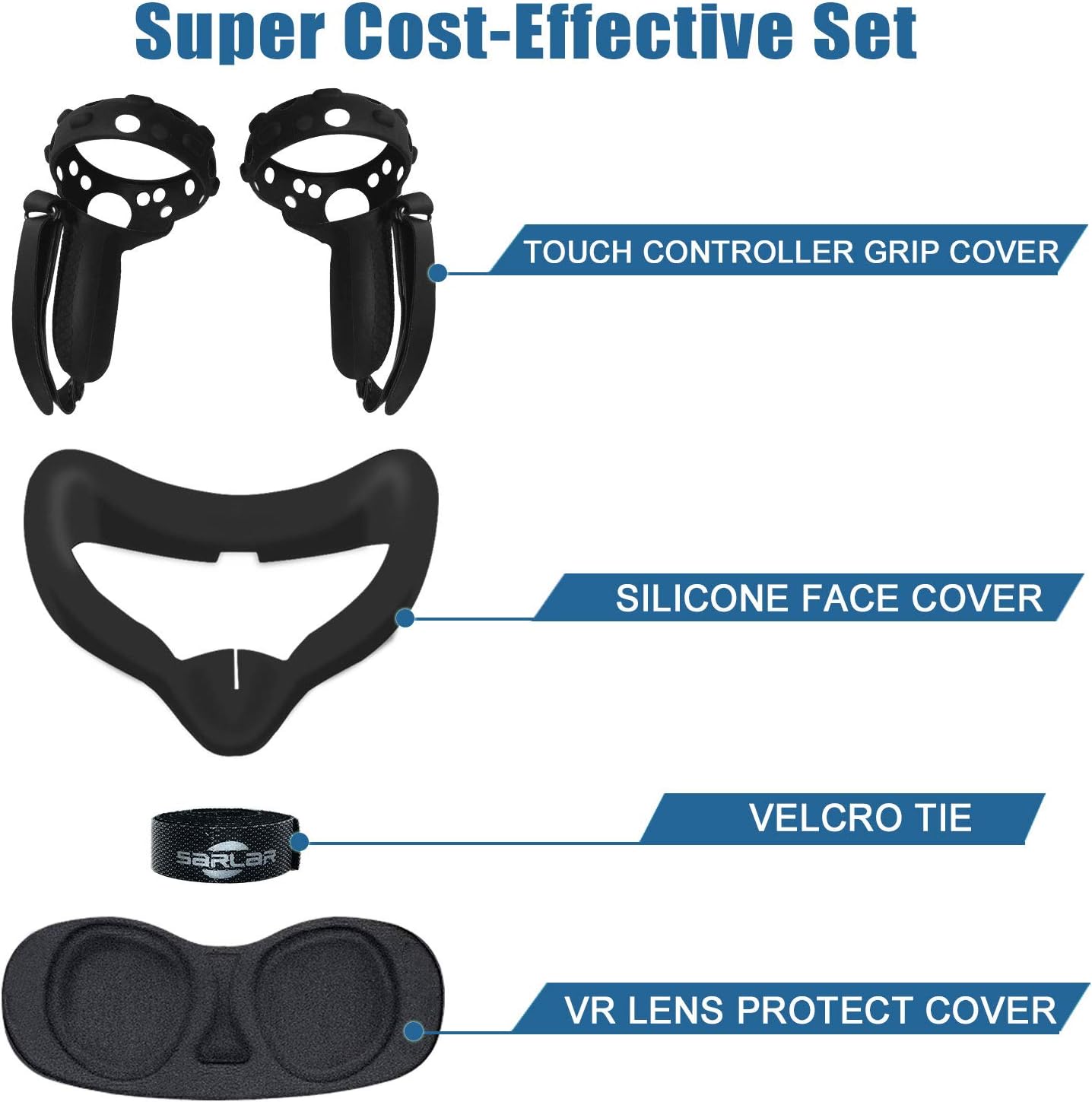 Touch Controller Grip Cover, VR Silicone Face Mask, Pad Set for Oculus Quest, Premium Silicon Protective Accessories Anti-Throw Sweatproof Lightproof - 3 Pack