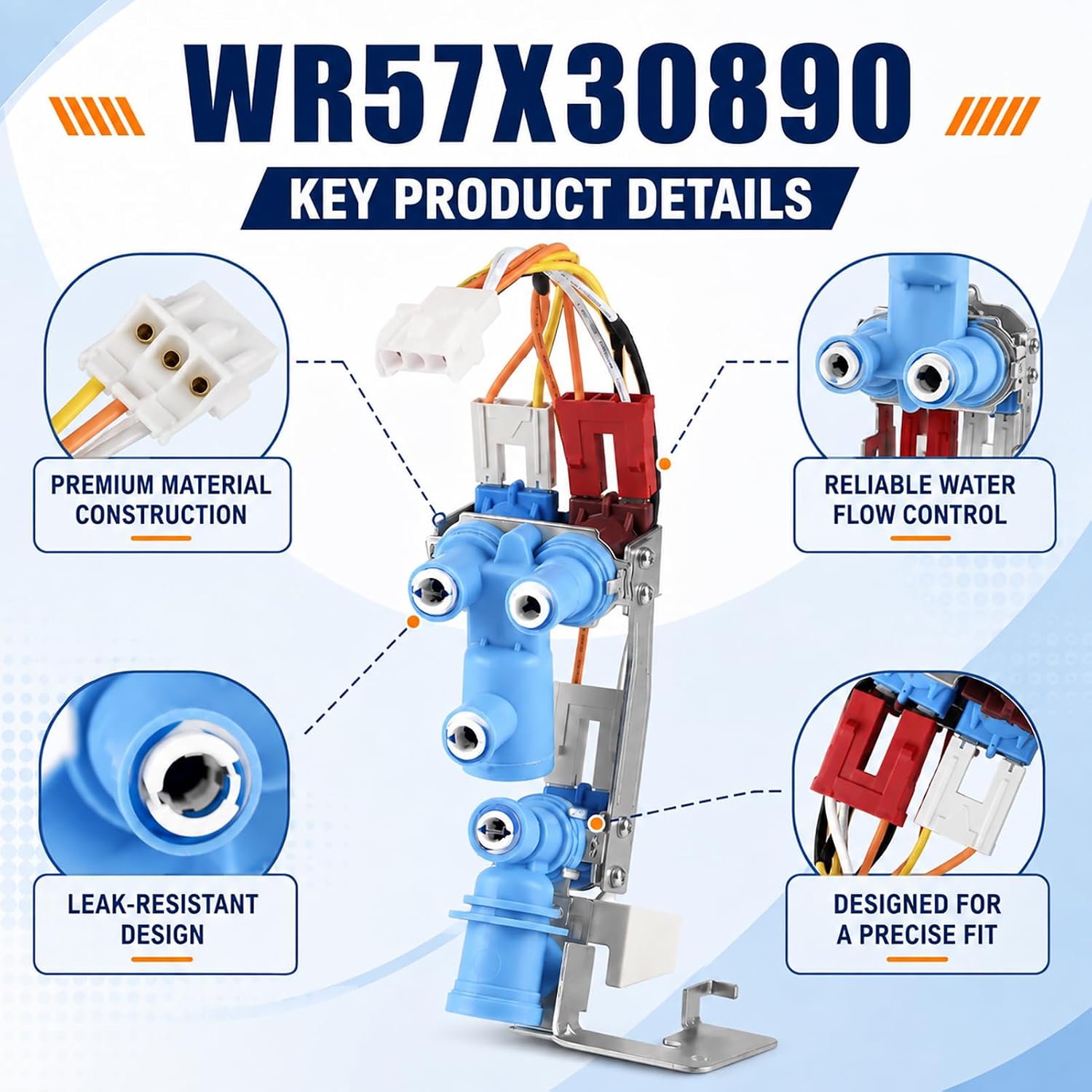 WR57X30890 Water Inlet Valve Compatible with GE Refrigerator