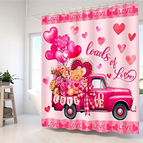 Miniatura 4 de Lutto Cortina de ducha de San Valentín para baño, cortina de ducha para el día de San Valentín, decoración de San Valentín para baño, 72 x 72