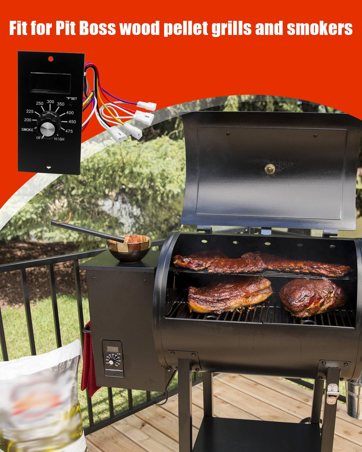 Digital Thermostat Controller Board Replacement Fit for Pit Boss, Fit for Pit Boss Wood Pellet Grills, Replace for PB700, 340, 440, 820, BBQ Temperature Controller, with W/LCD Display