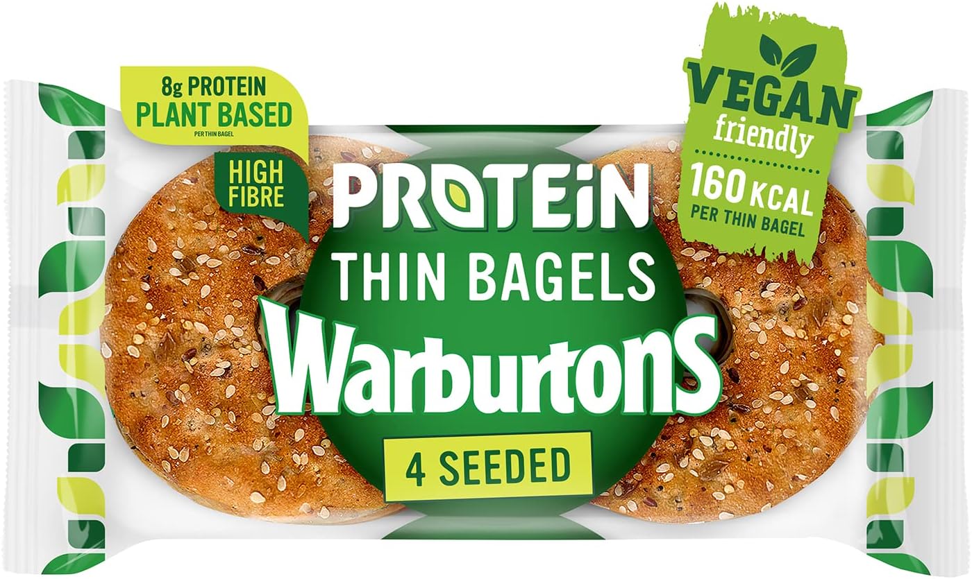 Warburtons 4 Seeded Protein Thin Bagels , Pack of 4