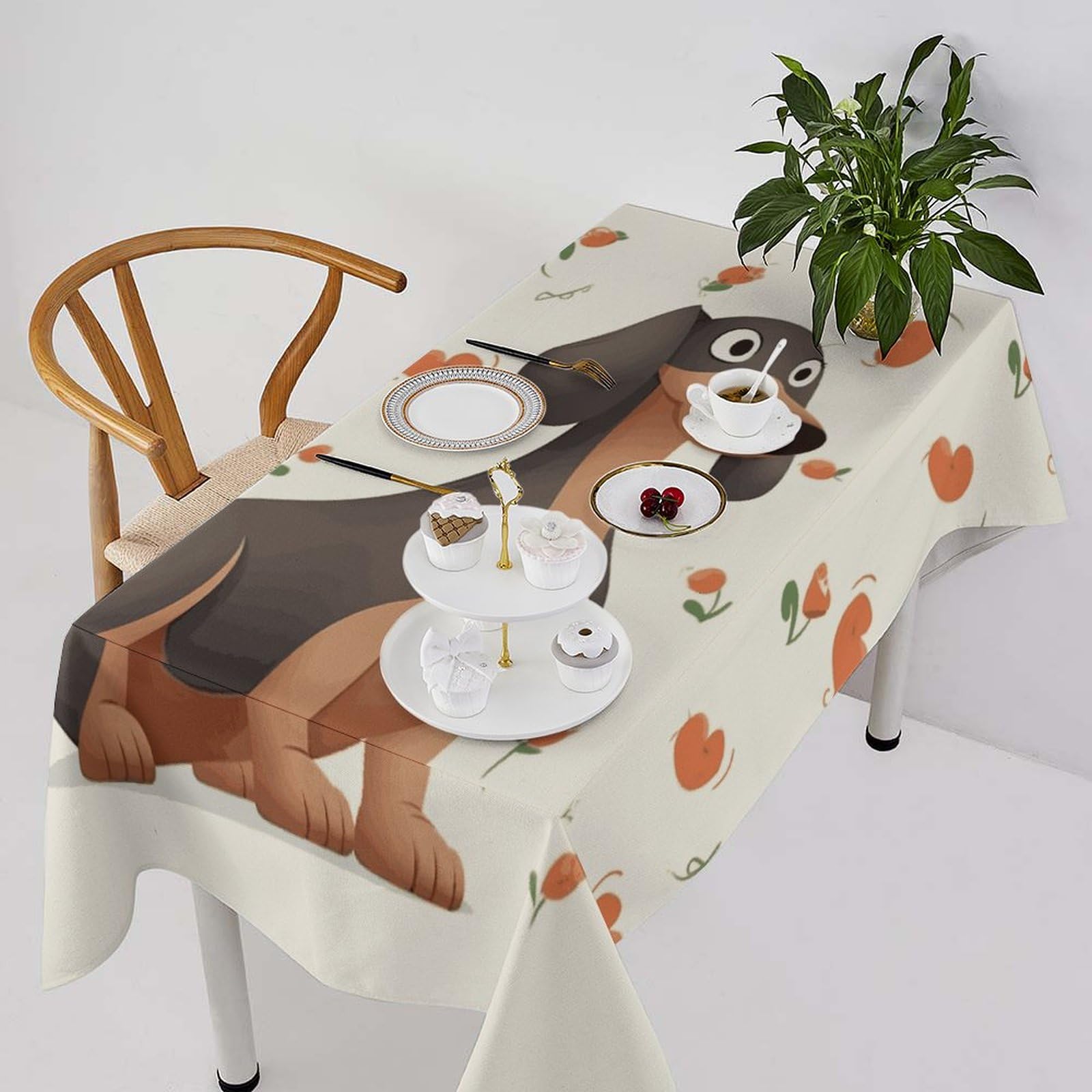 Nappe teckels imperméable et infroissable 140x140 cm lavable