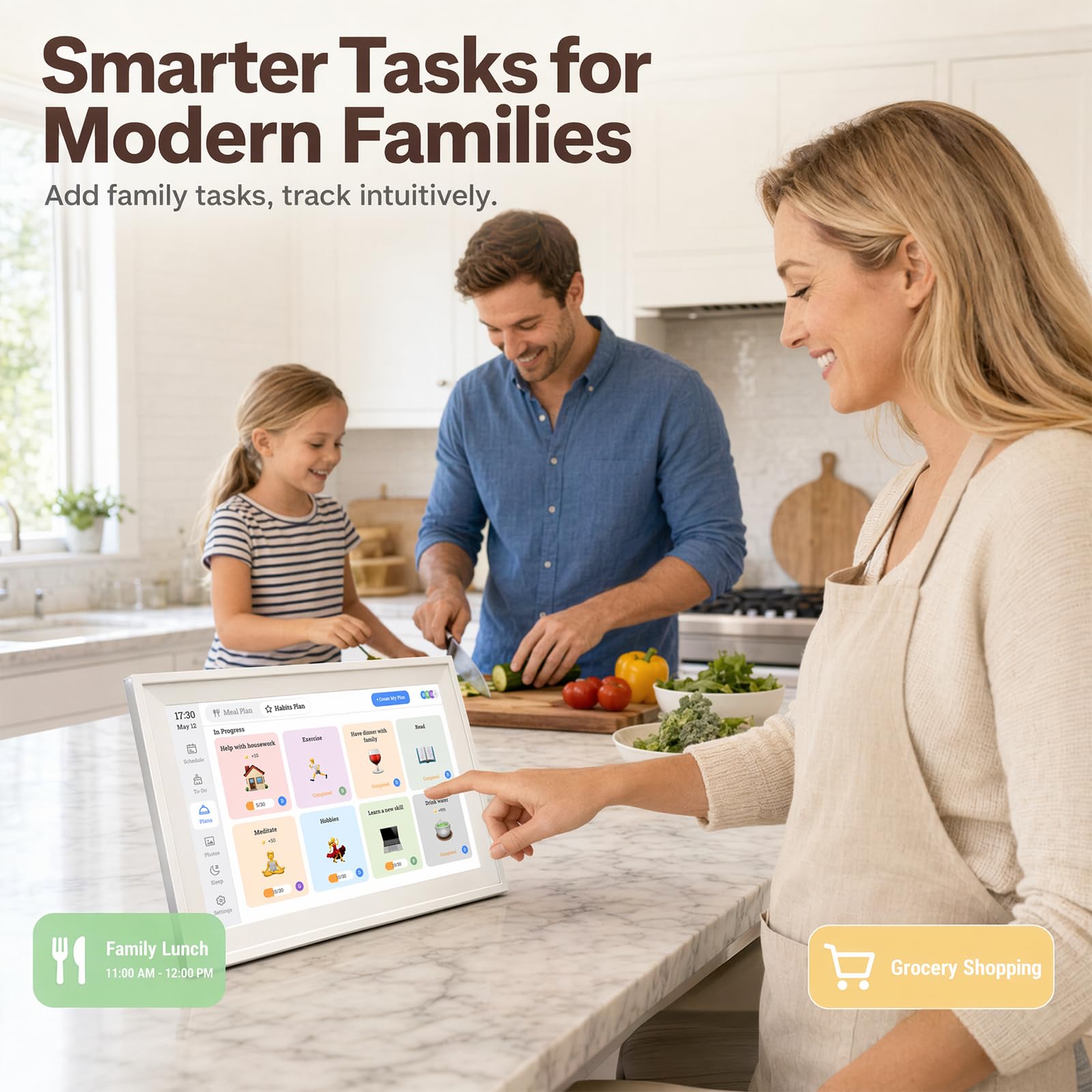 15,6 Zoll Digitaler Kalender Wand Touchscreen 32GB Elektronischer Smart Familienplaner mit Aufgabendiagramm Wand & Schreibtisch montierbar Interaktiver Kalender für Zuhause Geschenke für Mama Papa