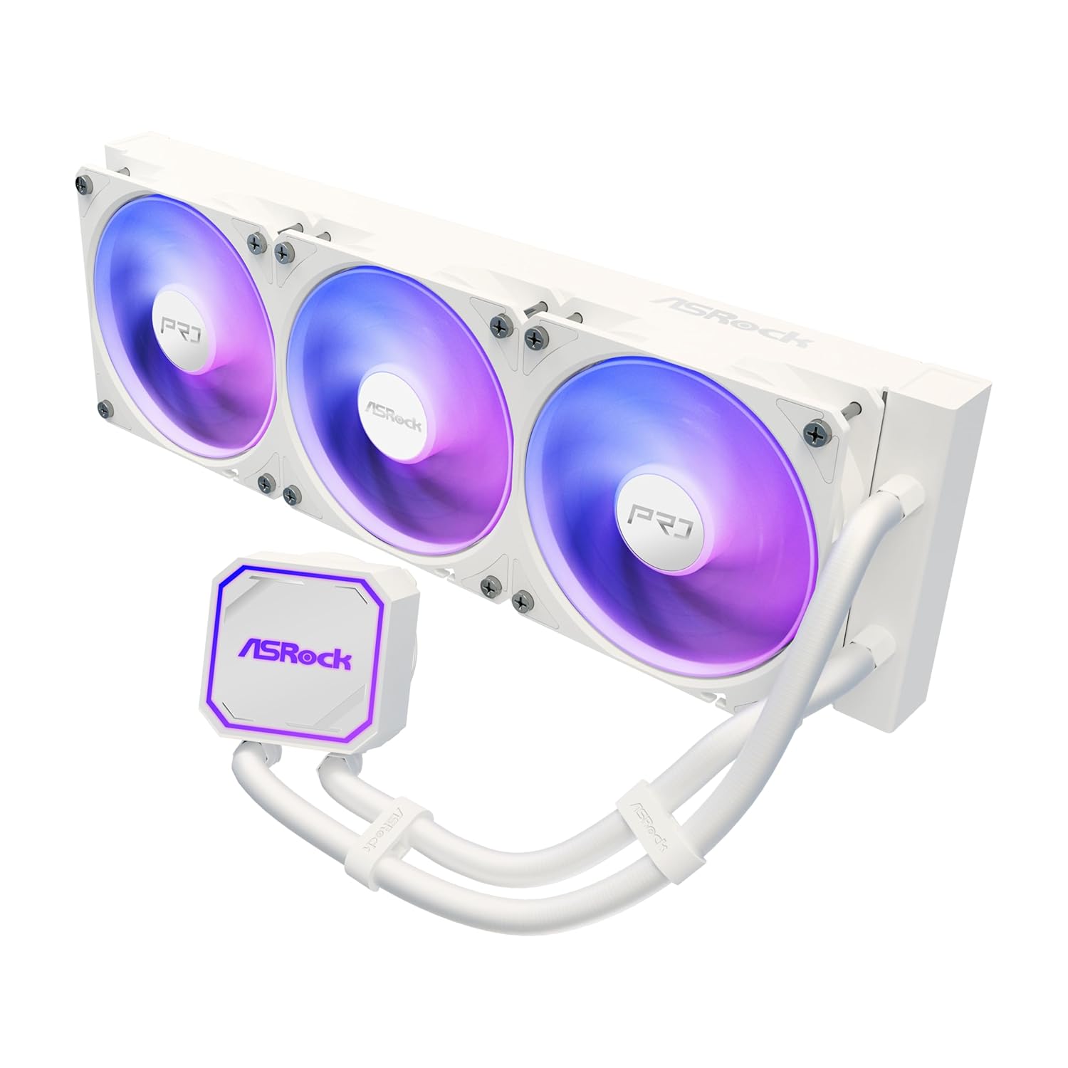 ASRock Pro White 360 ARGB All-in-One CPU Liquid Cooler, 360mm Radiator, 3-Phase Pump, Dynamic ARGB, 0dB Silent Cooling, 6-Year Warranty
