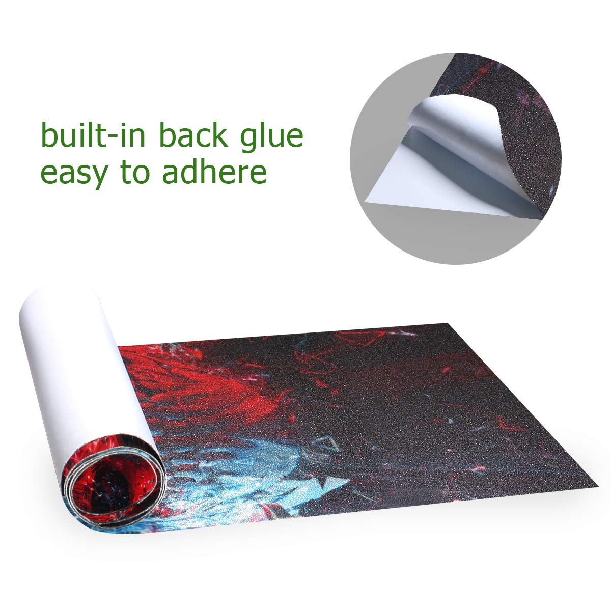 Skateboard Grip Tape Red and Blue Neon Polygon Glowing Skull Scooter Griptape Deck Sandpaper Longboard Sheet Sticker 9