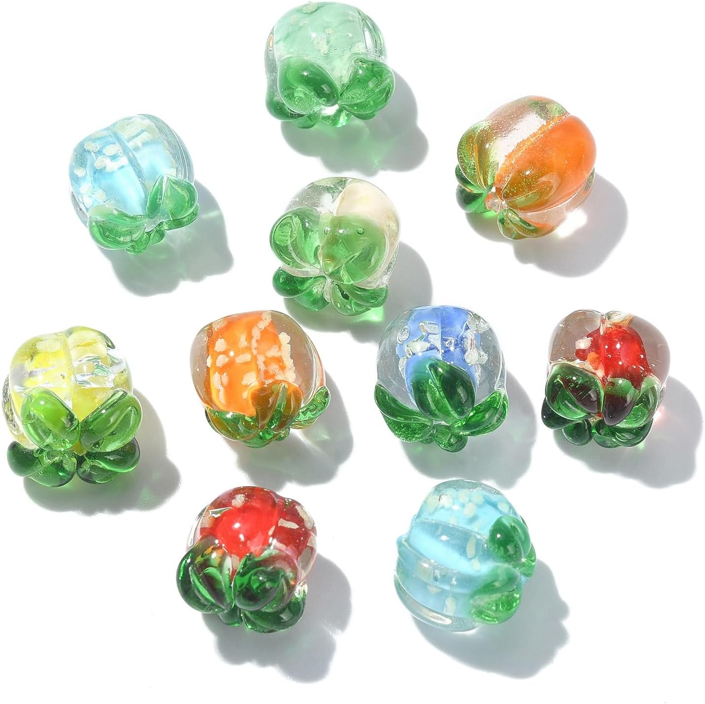 KitBeads 40pcs 8 Colors Lampwork Fruit Glass Beads - Transparent Persimmon 3D Spacer Beads for Jewelry Making Bulk - Image 7