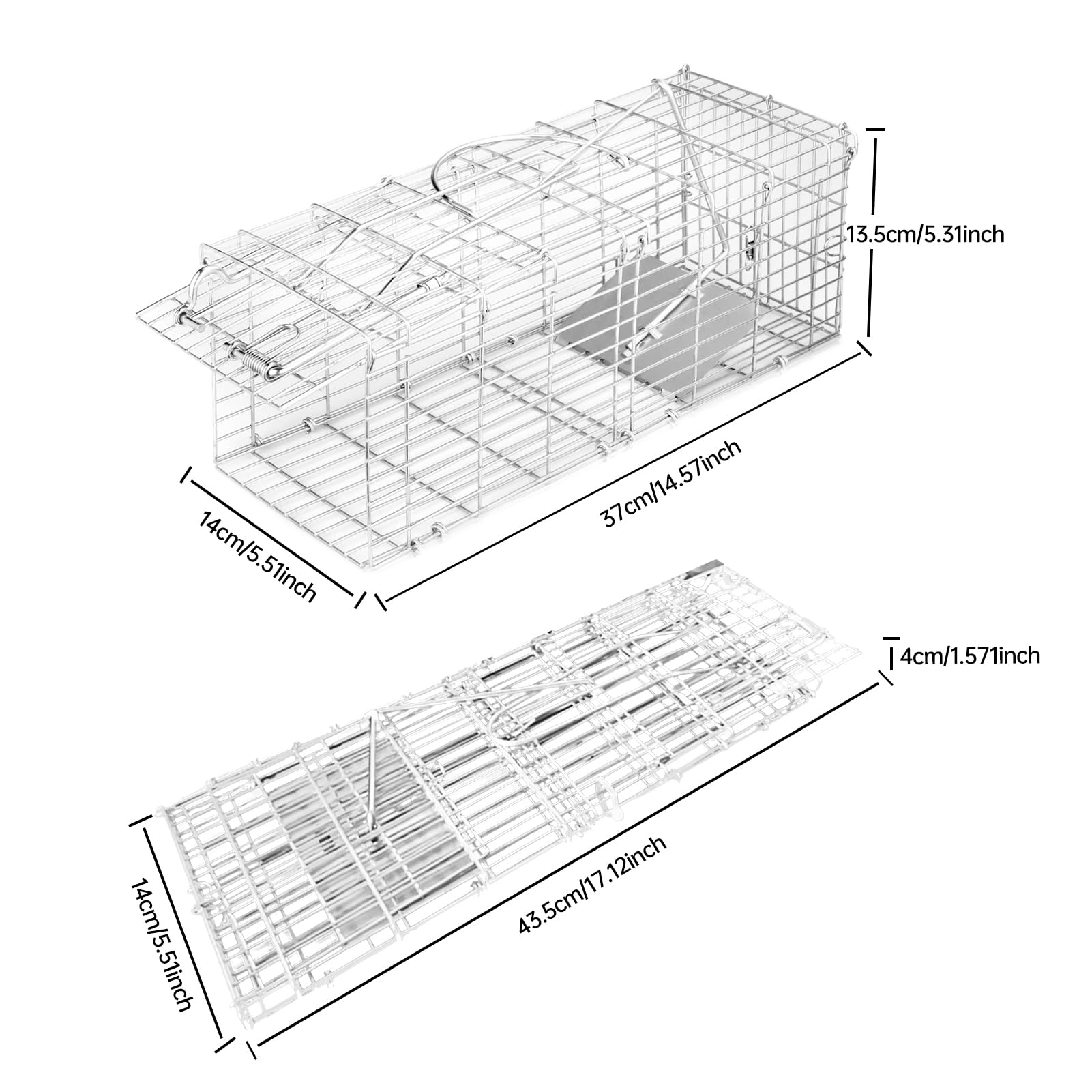 Rat Trap Humane Animal Live Cage, Mouse Traps No Kill Live Catch and Release One - Reusable,Mice,Chipmunks,Squirrels,Weasel and More Rodents Mousetrap Trap for Indoor Outdoor Use — view 2