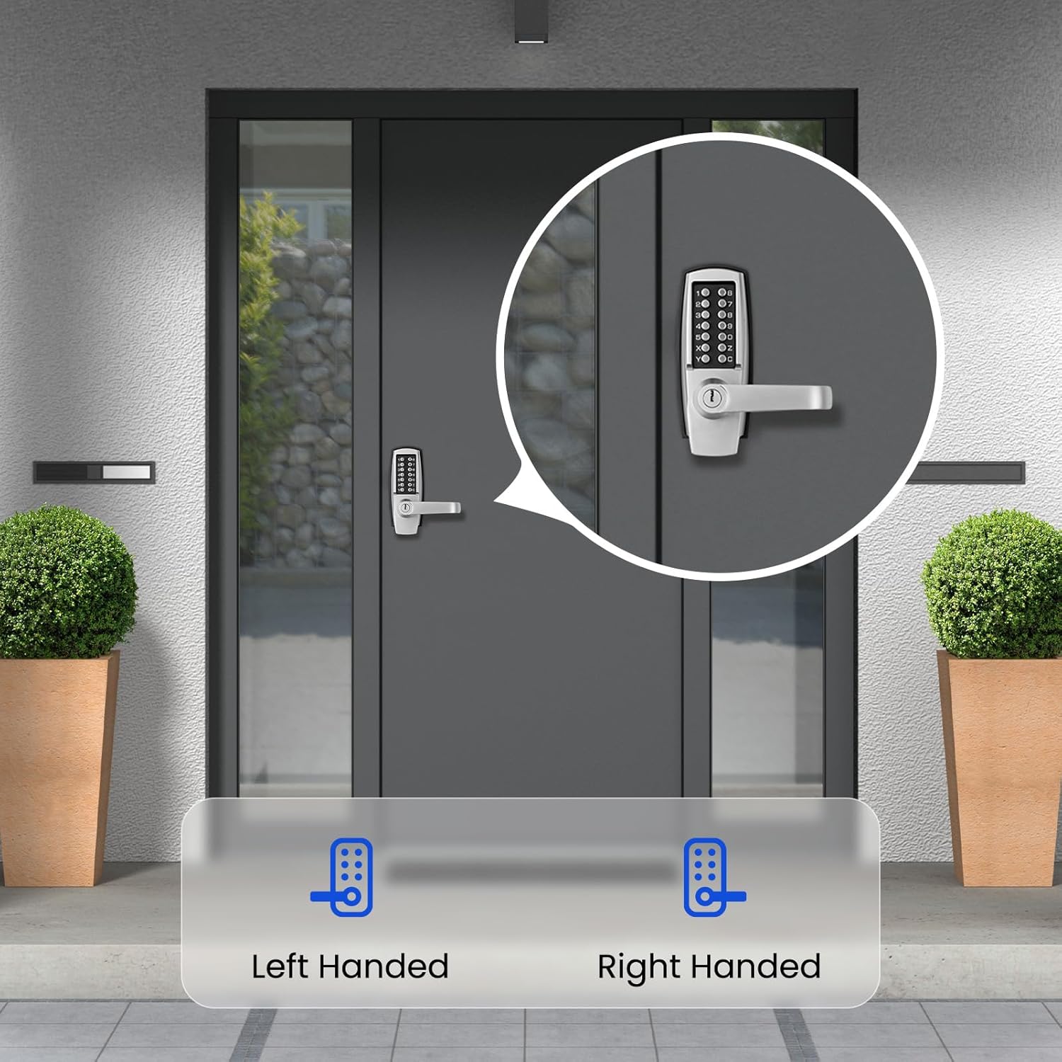 Keyless Entry Door Lock with Handle - Mechanical Door Lock 100% Without Batteries - Easy to Install & Use - Keypad Lock on Zinc-Alloy, Water and Sun Proof for Indoor or Outdoor