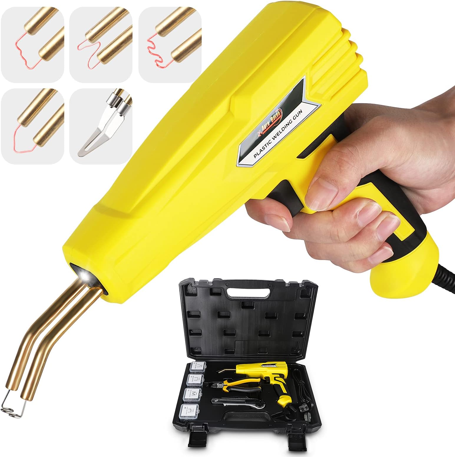 Auto Buero 110V 100W Plastic Welder Kit with 4 Types of Staples and Tools for Plastic Welding, Welding Machine Plastic Crack Repair Kit for Car Plastic Bumper Repair Kayak Fender