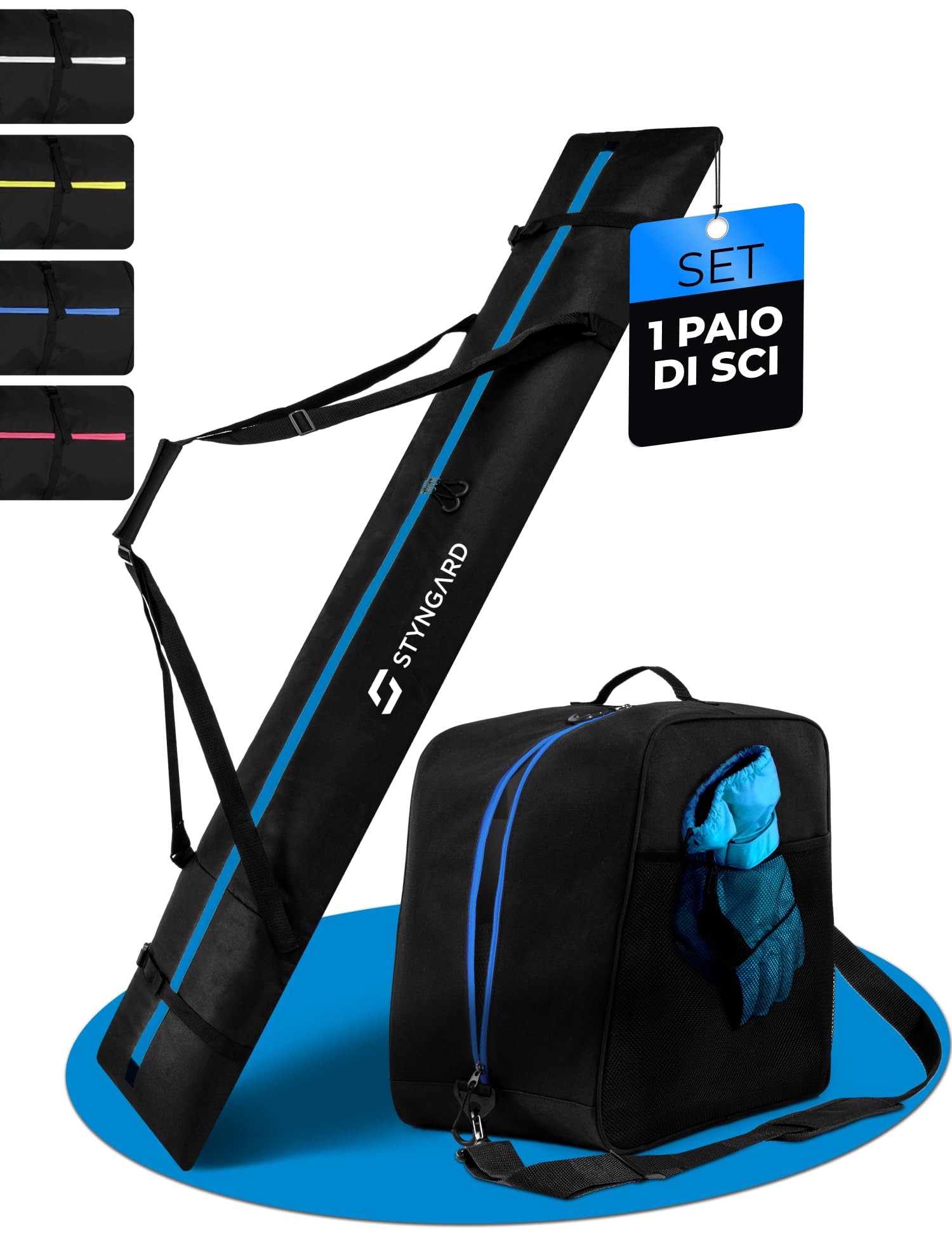 STYNGARD Set sacca sci e scarponi [a 180 cm] borsa porta sci e borsa porta scarponi [38 L] Modello Courchevel