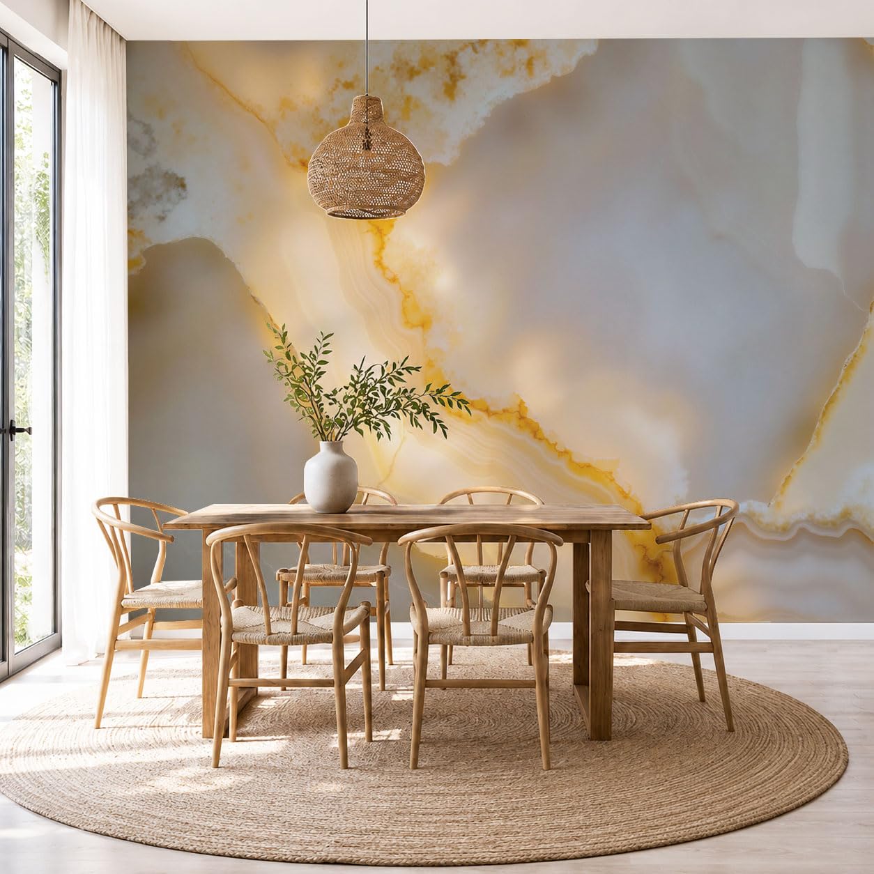 Papier peint intissé marbre beige 400x280cm pose facile pour fond TV