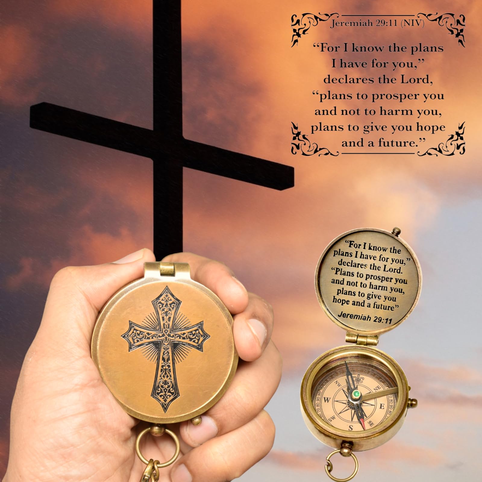 VMOX for I Know The Plans I Have for You - Brújula grabada, Jeremiah 29 11, regalos de bautismo, mejor Pascua, cumpleaños, día de la madre, día del padre, regalo de graduación, regalo de boda