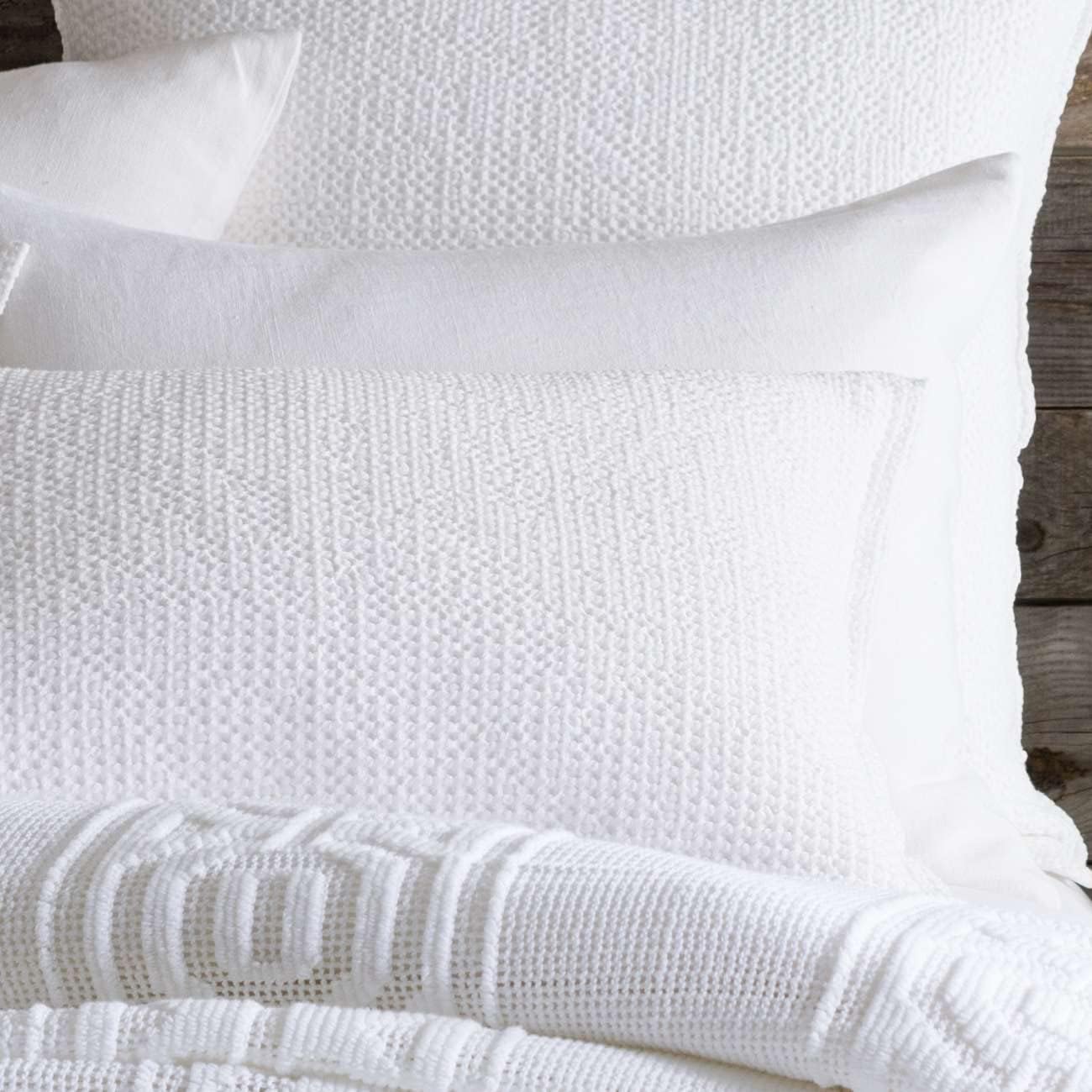 Pine Cone Hill Stone Washed Linen White Duvet Sham, Standard Size, White Solid Pattern