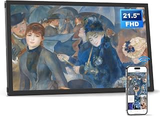 21.5 Inch 64GB Extra Large WiFi Digital Picture Frame, 1920x1080 FHD IPS Electronic Photo Frame, Remote Control, Wall-Mounted, Light Sensor, Instantly Share Photo/Video via Apps & Email
