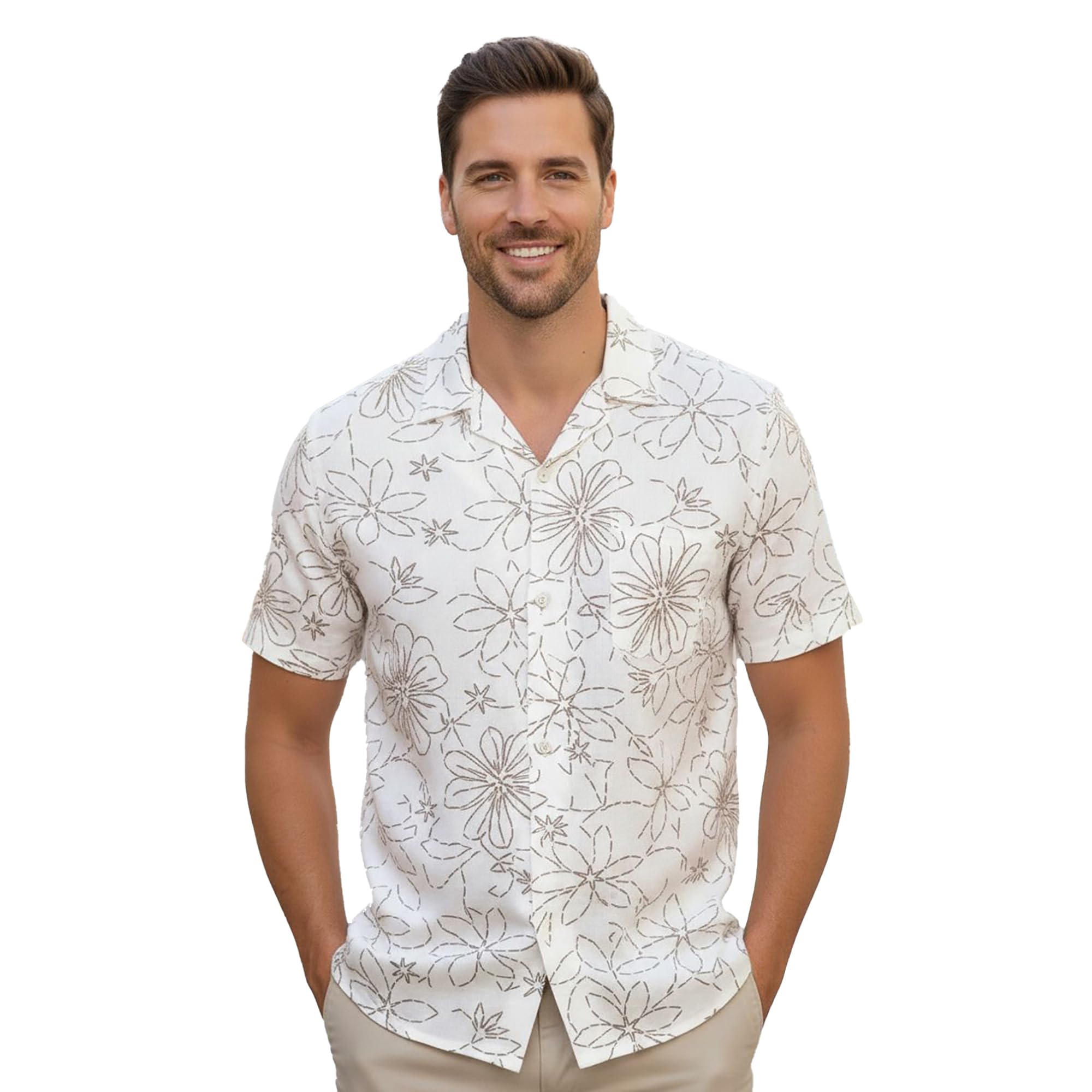 Anouk Men's Printed Casual Shirt - Half Sleeve Cuban Collar Regular Fit Trendy Stylish Viscose Shirt for Men, Office Party in multi