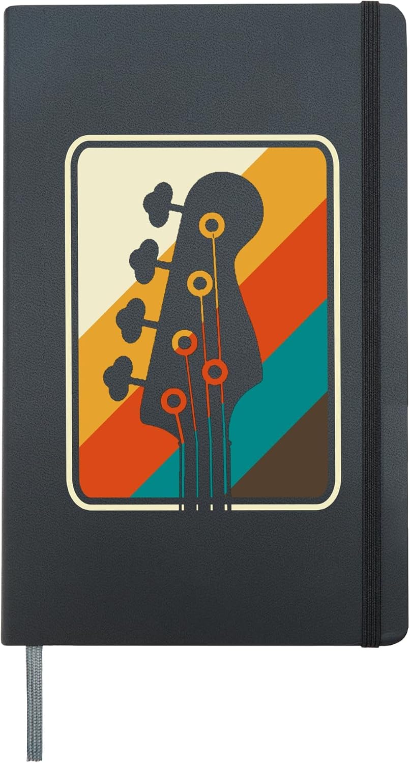 Colorful Musician Gift Idea Bass Guitar Hardcover Journal, Black