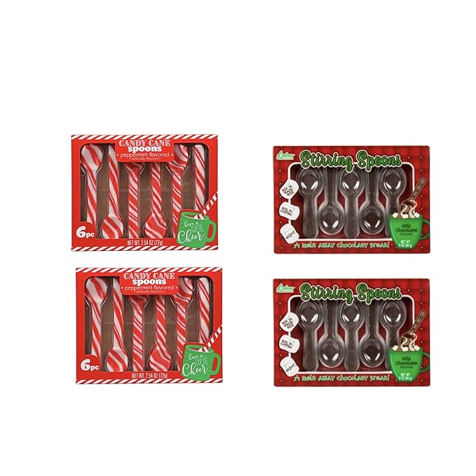 Candy Cane Peppermint Flavored, Chocolate Stirring Spoons