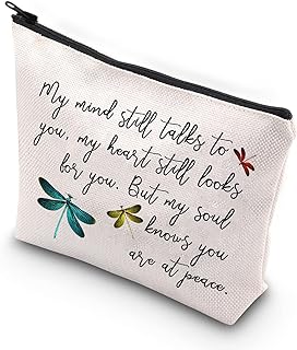 Dragonfly Gift Dragonfly Lover Gift Dragonfly Memorial Gift Sympathy Travel Pouch My Mind Still Talks To You My Heart Still Looks For You Dragonfly Cosmetic Makeup Bag (Dragonfly at peace)