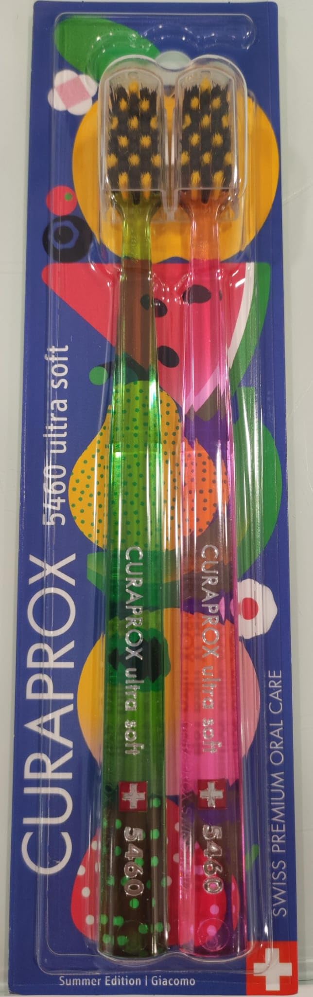 Curaprox Watermelon Summer Edition 2024 Adult Ultra Soft Toothbrush Duo, Green, 2 Count