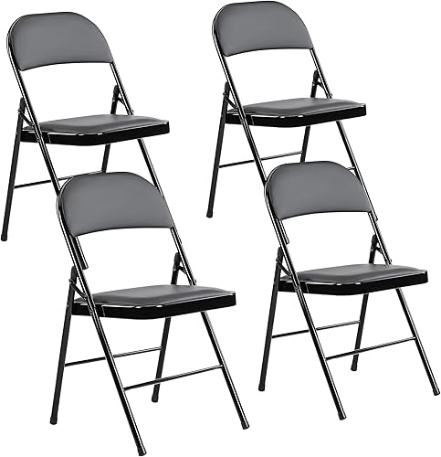 Silla plegable acolchada con cojín Asiento y respaldo tapizados Silla plegable portátil para almacenamiento plegable Sillas plegables al aire