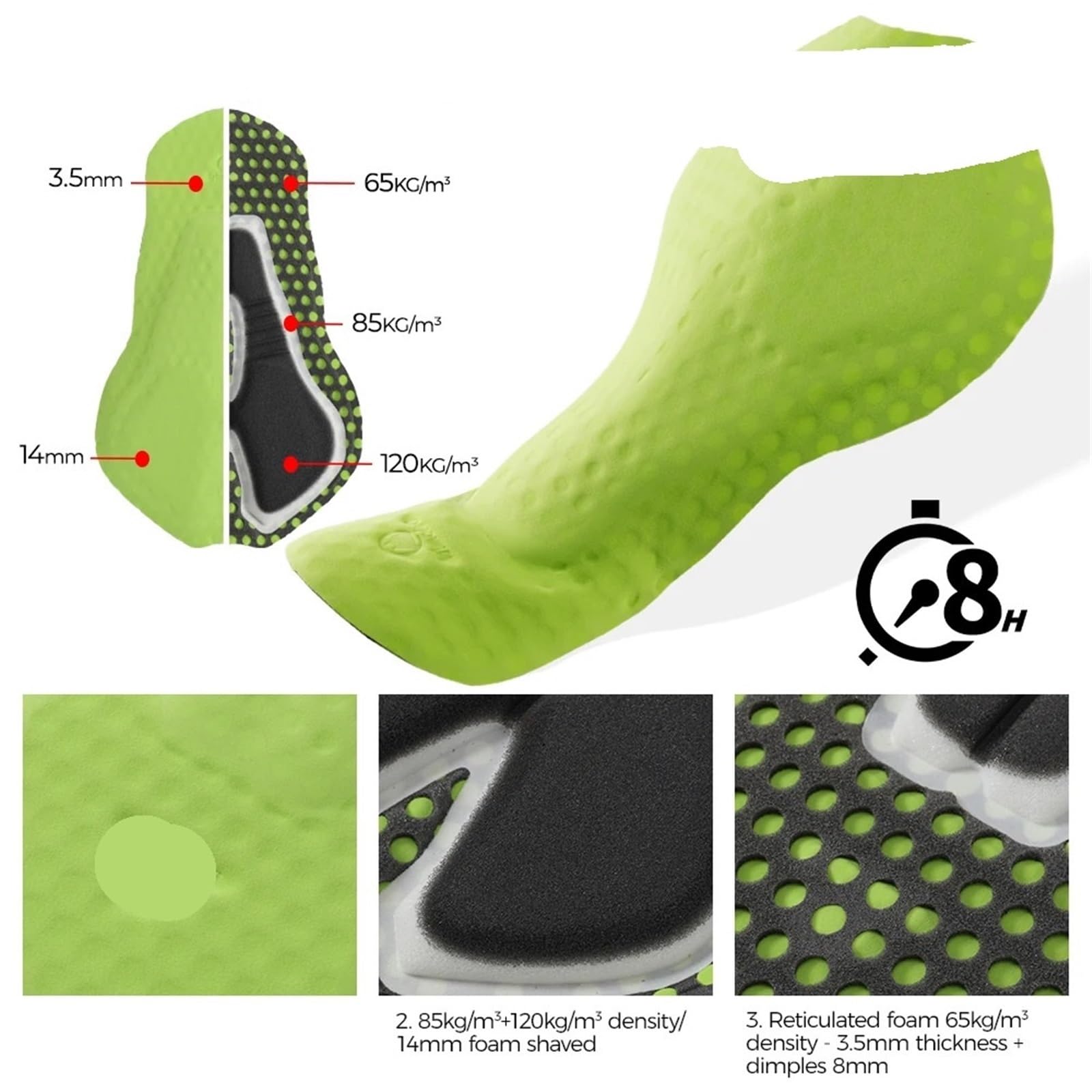 Culotte De Ciclismo con Forro Polar Pantalones Cortos de Ciclismo Polar 3/4 for Hombre, Mallas for Bicicleta montaña, Ropa Deportiva for Carretera, largas distancias, 5 h y 8