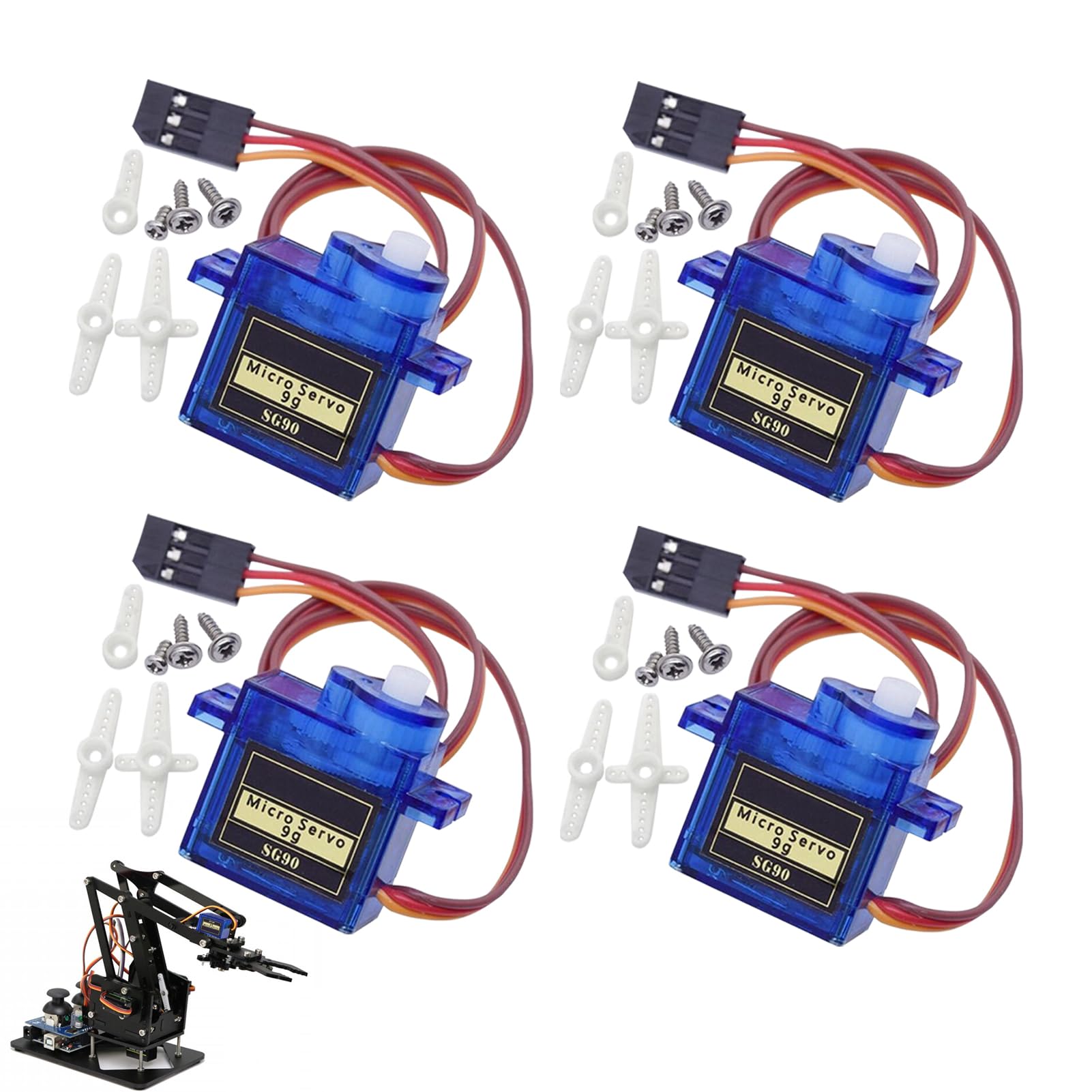 4Pcs SG90 Micro Servo Motor, Micro RC Servo Motor