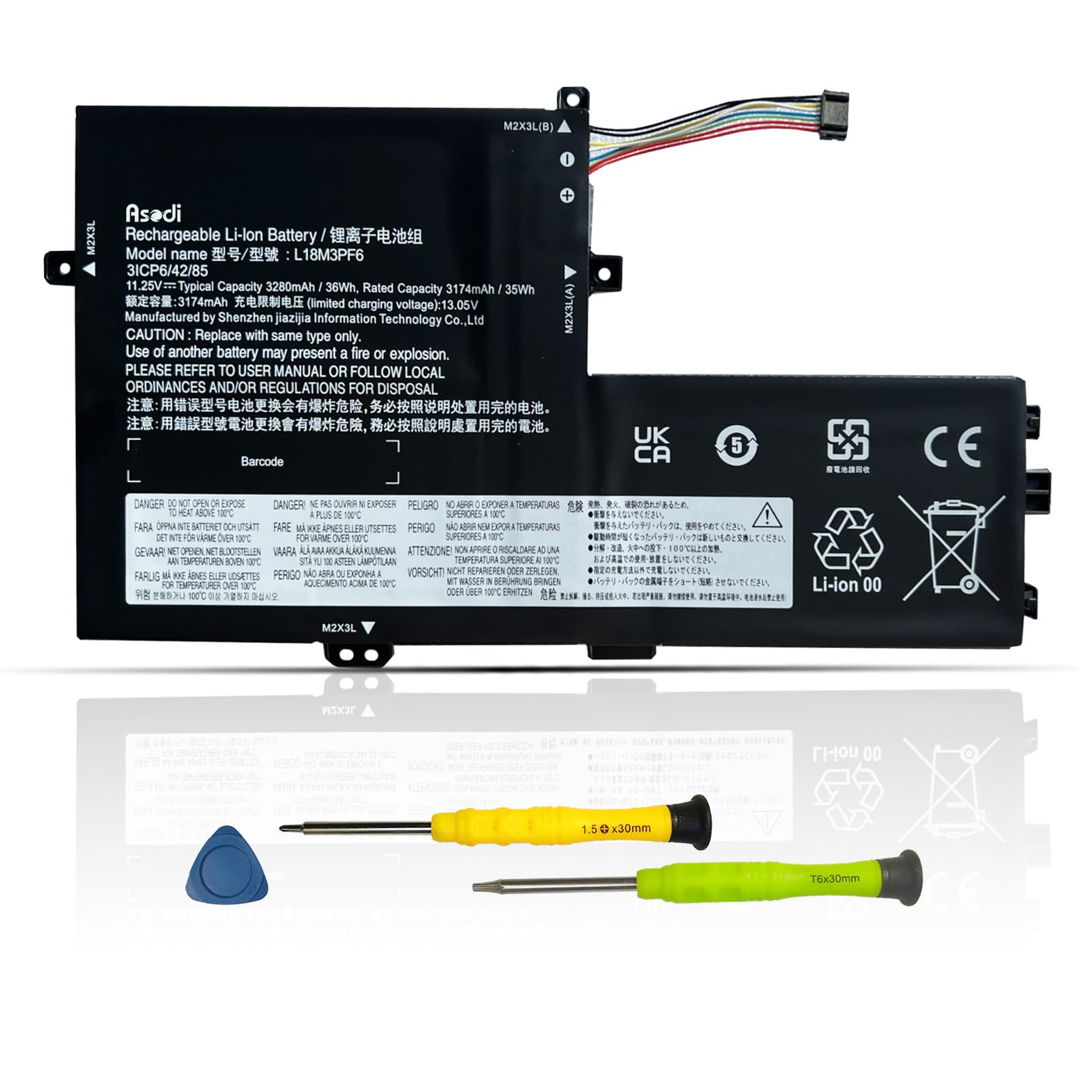 ASODIL18M3PF6 Laptop Battery Compatible with Lenovo ideapad S340-14IML/14API/14IIL/14IWL C340-15IWL/15IIL S340-15IWL/15API Flex-15IWL/15IML/15IIL Series L18M3PF7 L18L3PF2 L18C3PF7 L18L3PF3 L18C3PF6