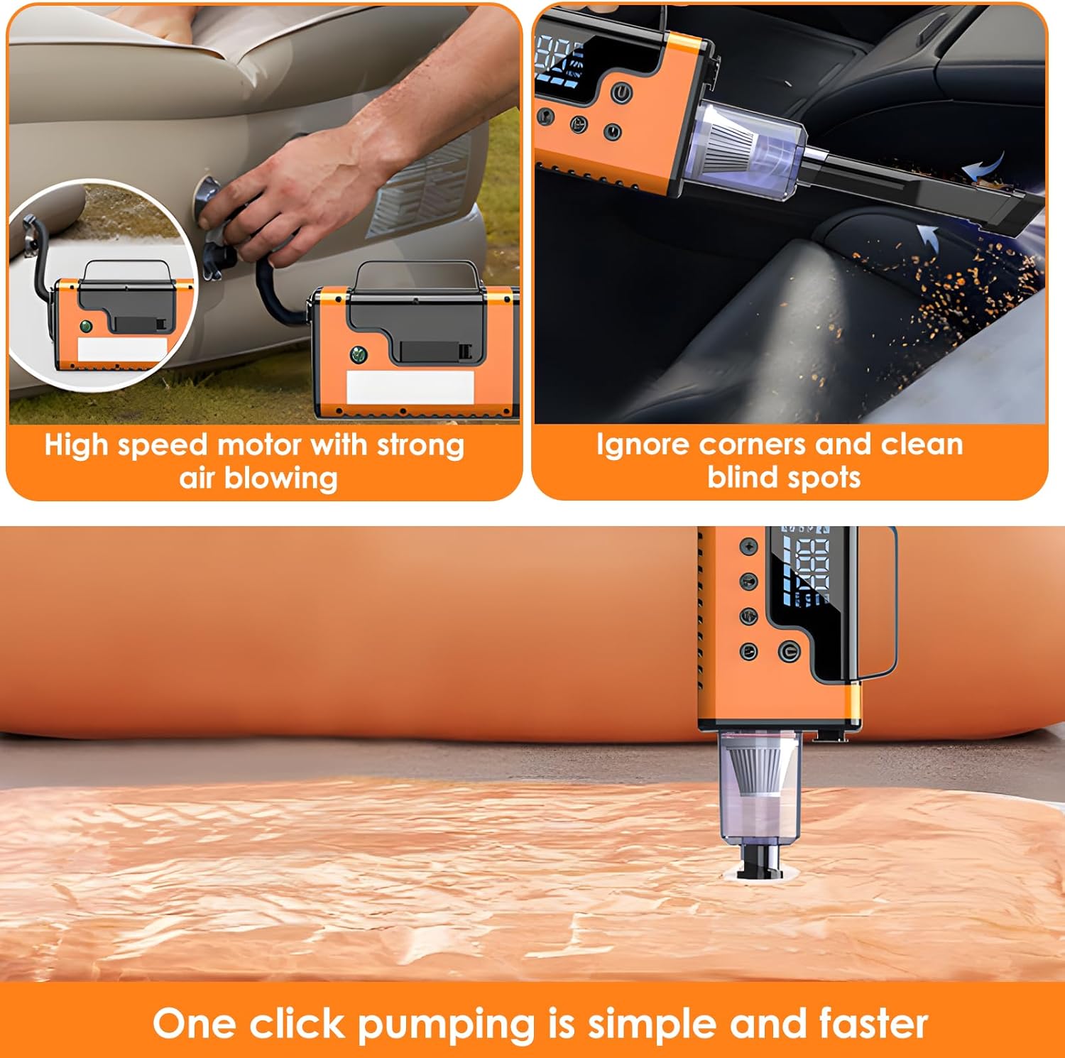 3000A Portable Car Jump Starter, 8-in-1 All-in-One Emergency Kit with 150PSI Air Compressor, Car Vacuum, Power Bank & LED Light, 12V Battery Booster for Gas Diesel Engines Cars Trucks SUV