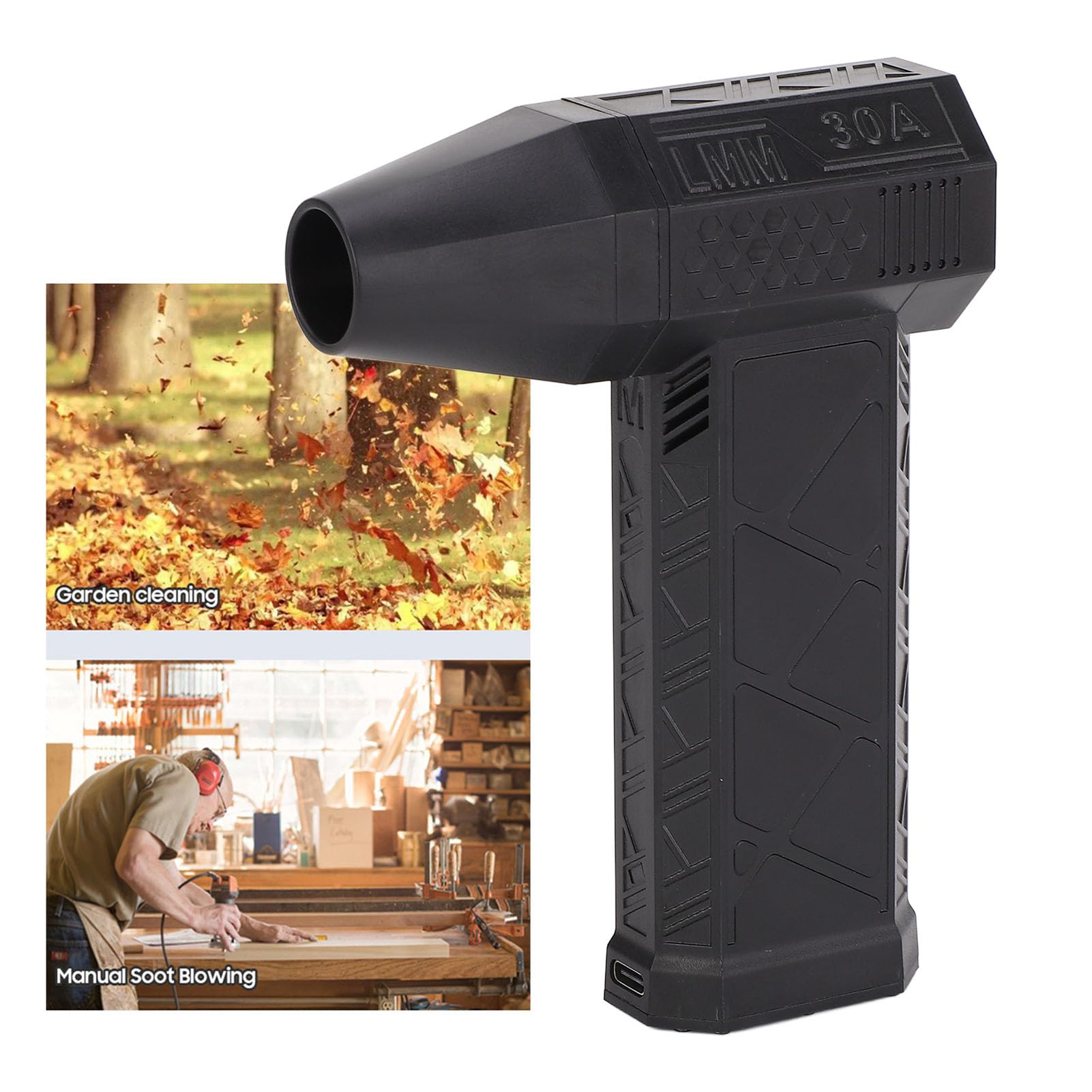 Super Ventilateur à Réaction, Plumeau d'air comprimé à Contrôle de Vitesse en Continu de 130 000 TR/Min, Souffleur Portable Rechargeable avec Buse de Concentrateur, Mini