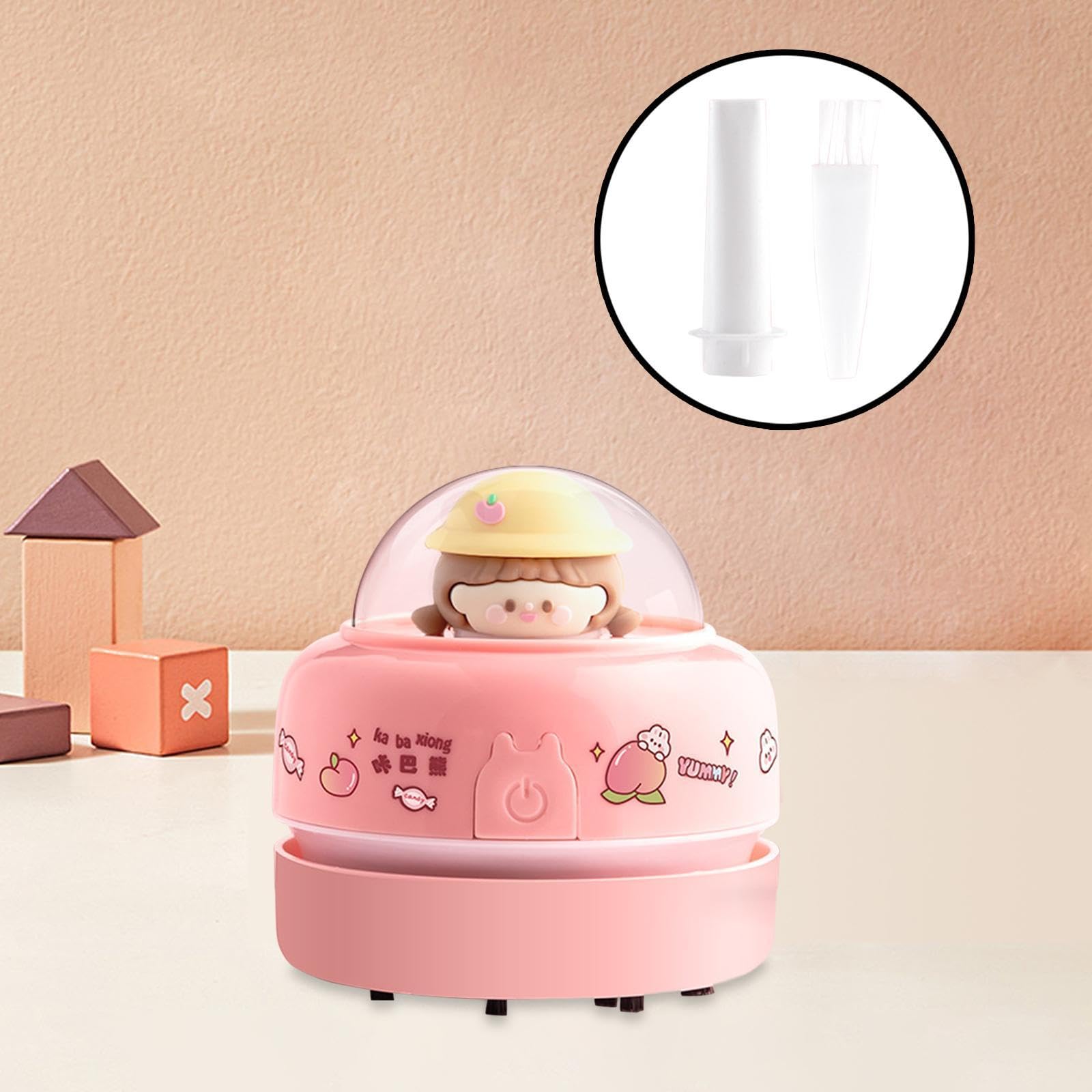 Aspirateur de Bureau Nettoyeur de Table Mini Portable pour Le Nettoyage Scolaire Gomme miettes, Rose