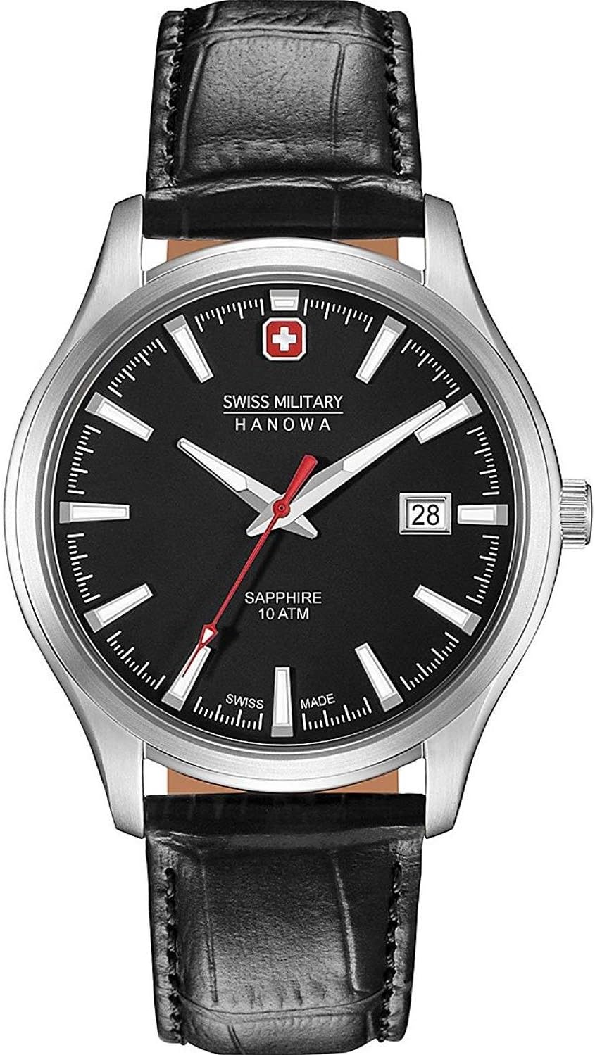 Swiss Military Hanowa Mens Analogue Quartz Watch with Leather Strap 06-4303.04.007