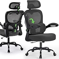 Vista 14 de AreShark Silla de Oficina Ergonómica con Soporte Lumbar Ajustable y Gancho para Respaldo, Silla de Malla Transpirable con Respaldo Alto y Ruedas