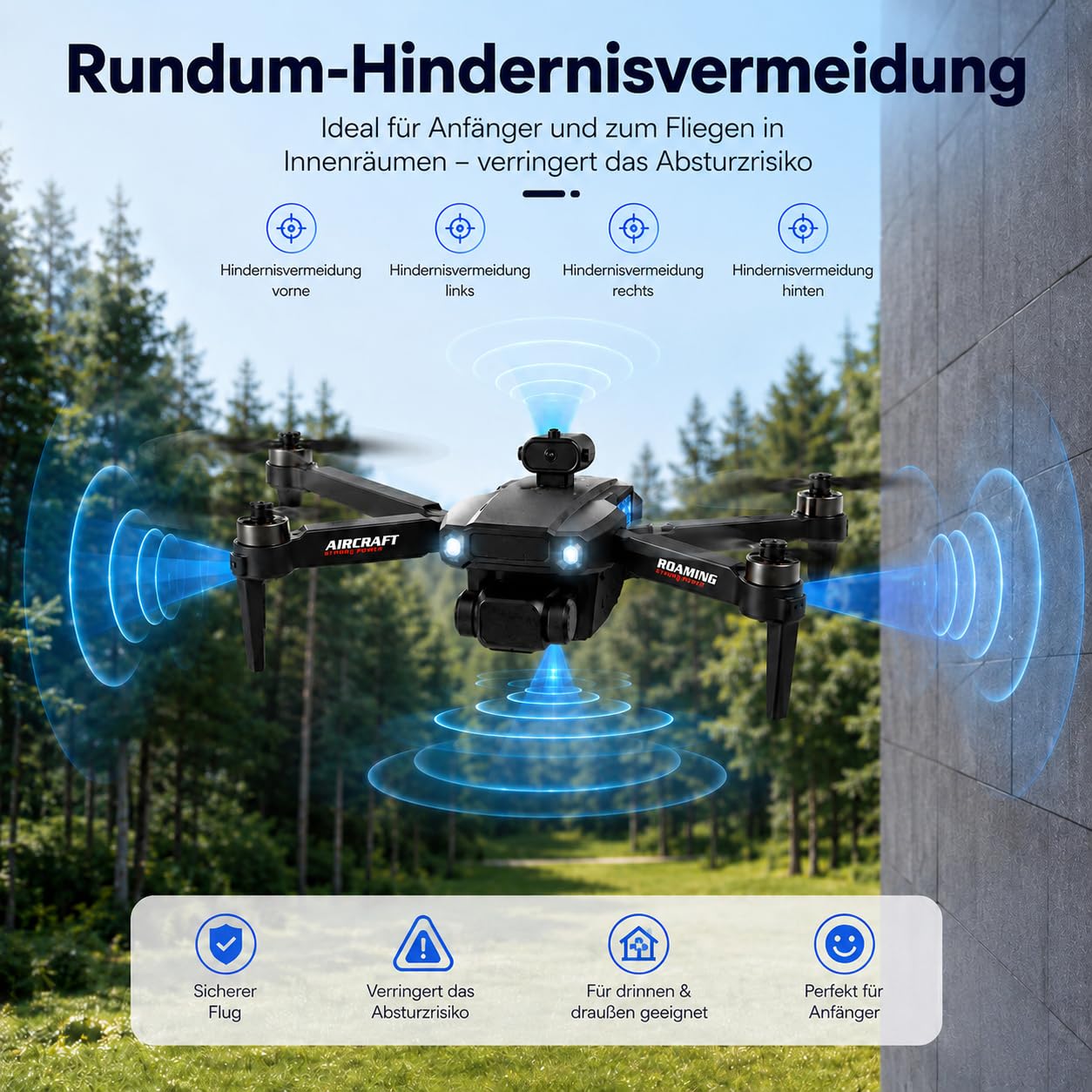 4,3"FPV-Drohne mit integriertem Bildschirm, Hindernisvermeidung, 1080P Kamera, bürstenloser Motor, 20Min Flugzeit, faltbar,One-Touch Start/Landung, für Erwachsene&Anfänger