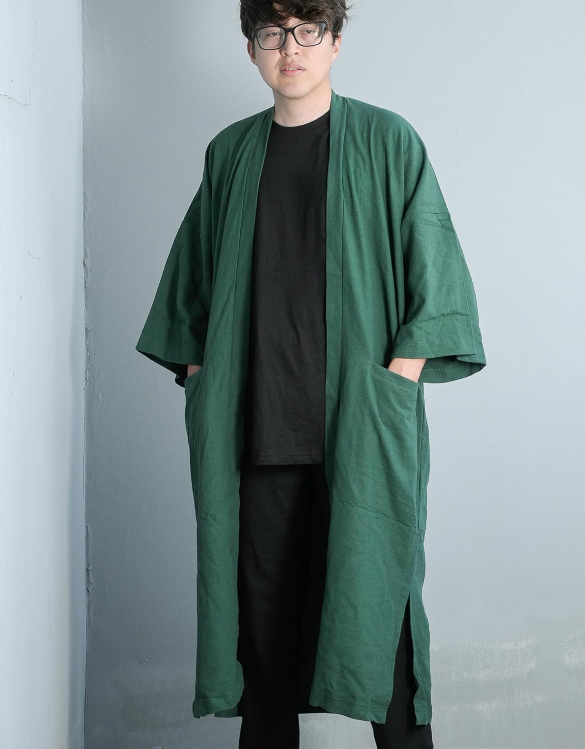 Men's Long Cotton Linen Kimono Cardigan Oversized Noragi Jacket Man Haori Summer Yukata Beach Robe