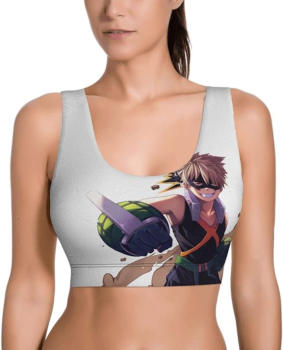 FXNOW Women Sports Bra My Hero Academia Katsuki Bakugou Pullover Workout Bra Black at Amazon 