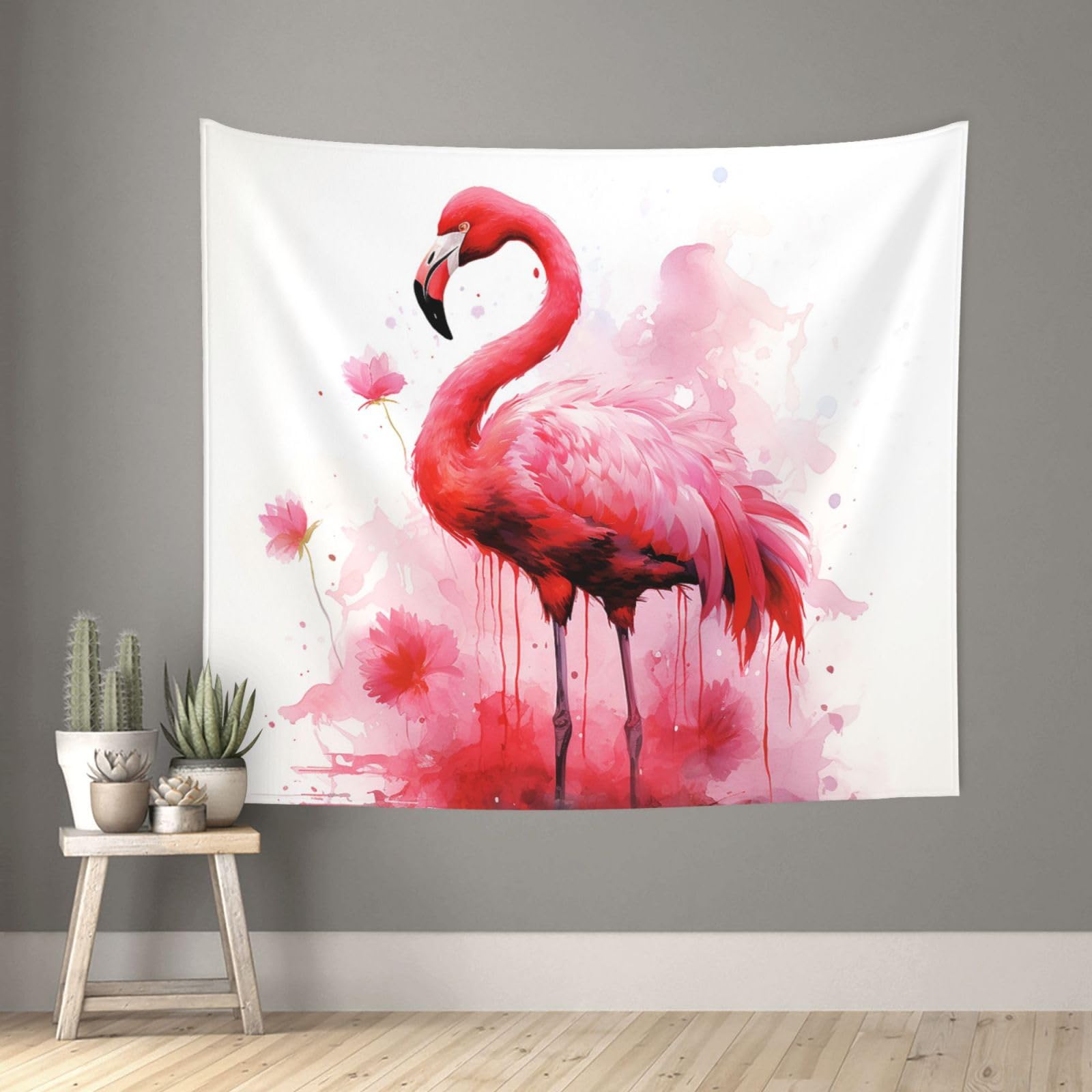 FodPand Flamingo Watercolor Tapestry for Bedroom Aesthetic, Wall Hanging Tapestries Art Decor Backdrop Wall Tapestry for Dorm Living Room Funny Poster Party Banner Background 51" X 60"